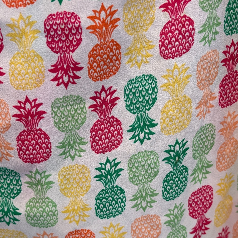 Talbots Multicolor Pineapple Print Kids Button Down Shirt - Picture 3 of 5